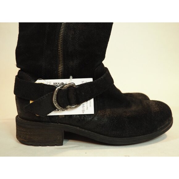 Ugg Black Suede Black Snakeskin Detail Zipper Ankle Boots, Size 7 (US) - Picture 3 of 10